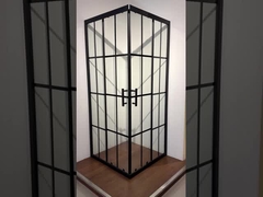 5/6mm Ukuran Kaca Square Shower Enclosures dengan Black Stripes Frame untuk Kamar Mandi Modern