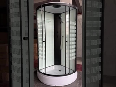 Shower Pods Modern Kabin Dengan Kaca Pencetakan Dan Bingkai Hitam