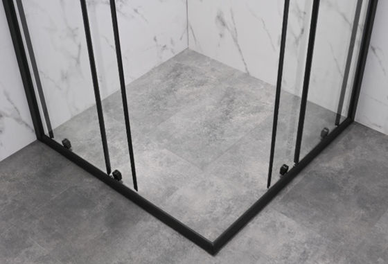 Kamar Mandi Sudut Bingkai Hitam 2 Sisi Shower Cubicle Aluminium Frame