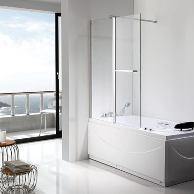 Clear Sliding Glass Shower Doors 1200 × 1400mm Bingkai Aluminium Perak
