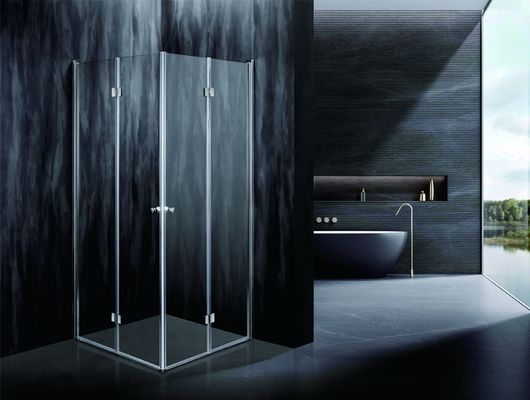 Mandi sudut fungsional dengan kaca tempered 6/8mm dan profil aluminium dengan krom