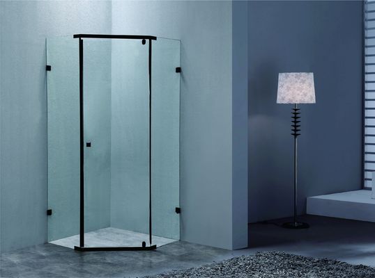 Kamar mandi sudut dengan 6mmT Tempered Glass Hitam SS Handle And Rod