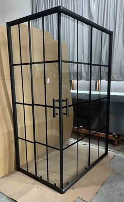 5/6mm Ukuran Kaca Square Shower Enclosures dengan Black Stripes Frame untuk Kamar Mandi Modern